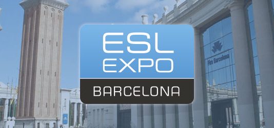 The logo for esl expo barcelona.