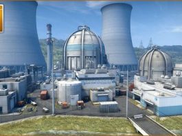 An image of an industrial plant in a video game.